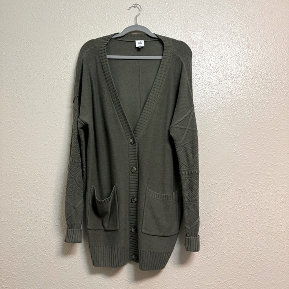 Cabi Trinity Stitch Cardigan Olive Green - Picture 2 of 7
